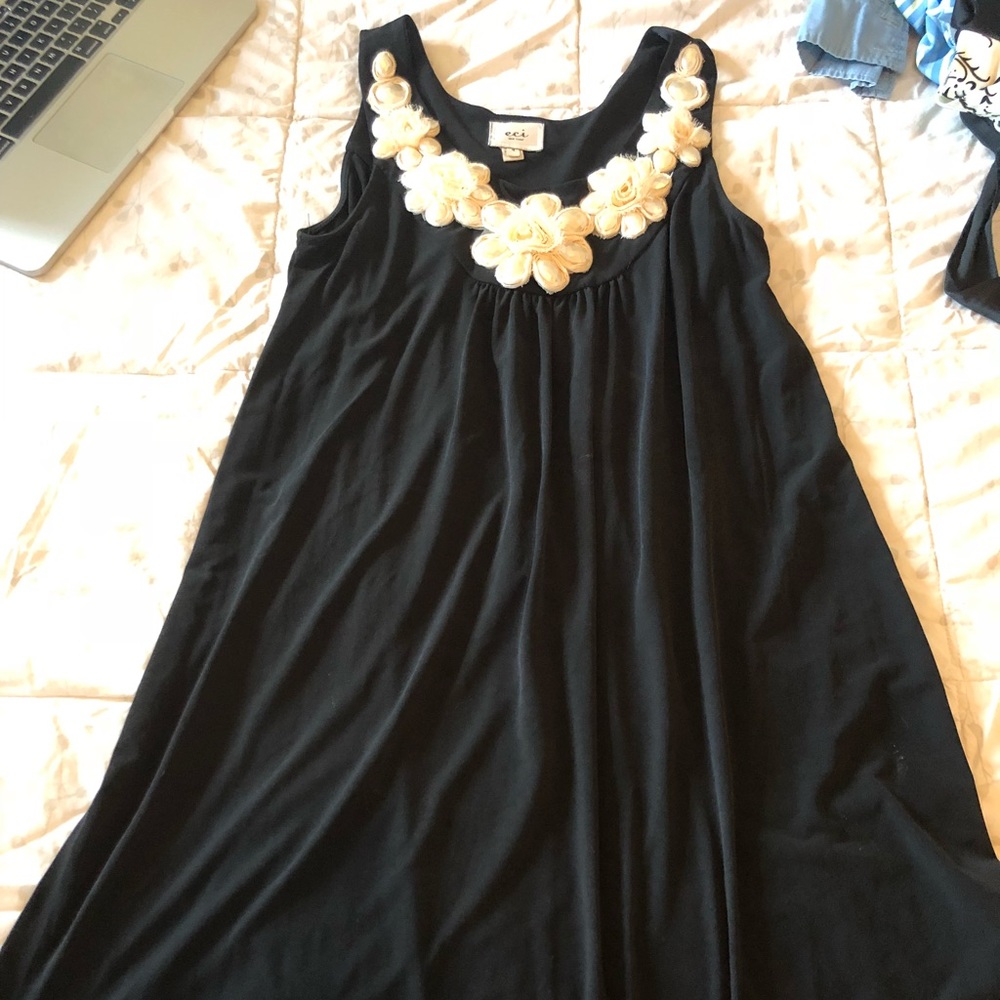 Black dress with flower collar